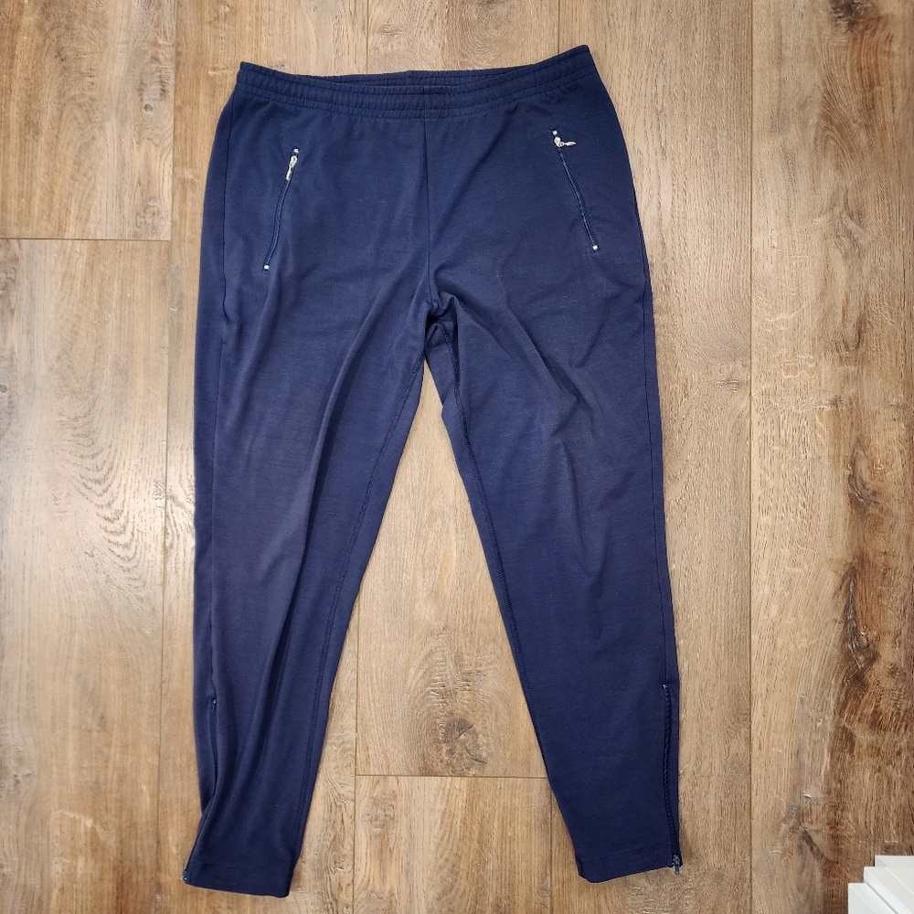 Title Nine Sweatpants Navy Pull On Zippered Ankle Knit Stretch size Medium